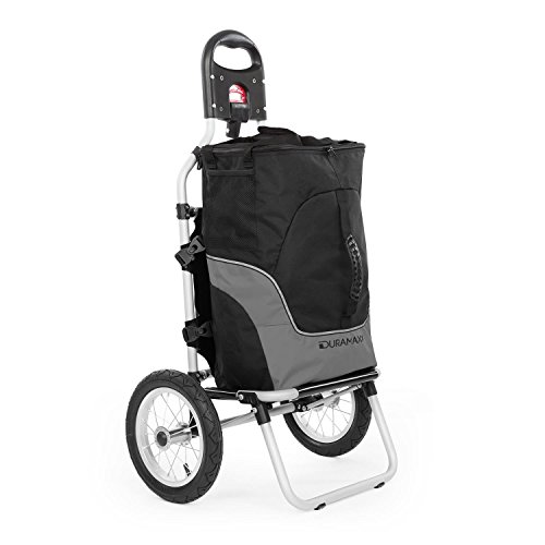 Duramaxx Carry - Carrito Remolque para Bicicleta, Carga hasta 20 kg, Bolso Desmontable con Cremallera, Neumáticos de 12 Pulgadas, Instalación práctica, Protección Lluvia, Descarga rápida, Gris