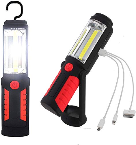 DY_Jin Luz de Camping LED COB portátil, Carga USB, ángulo de Haz de 360 Grados, Linterna de Base magnética, luz de Emergencia para Cortes de energía, reparación de automóviles, Senderismo (Rojo)