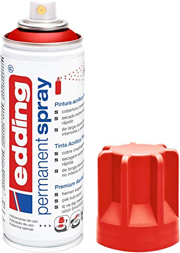 edding 5200-902 - Spray de pintura acrílica de 200 ml, secado rápido sin burbujas, color rojo tráfico mate RAL 3020