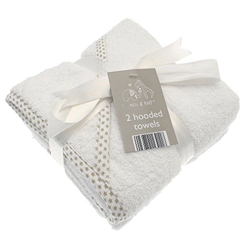Elli & Raff - 2 toallas con capucha para bebé, suaves, blancas, para baño, 100 % algodón Elli & Raff - 2 toallas con capucha para bebé, suaves, blancas, para baño, 100 % algodón