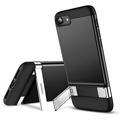 ESR Funda Metal Kickstand para iPhone SE 2020[Soporte Vertical y Horizontal] [Protección Reforzada contra Caídas][TPU Trasero Flexible][Funda para iPhone SE (2020)][Negro]