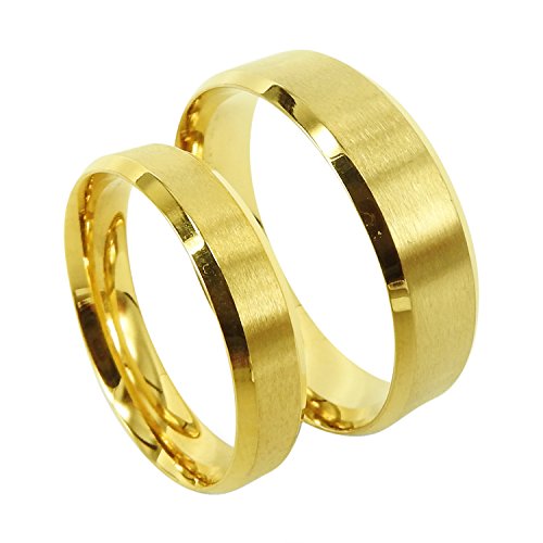Everstone anillo de pareja Sets Wedding Band Engagement Ring Sets Titanium Matte oro Bands