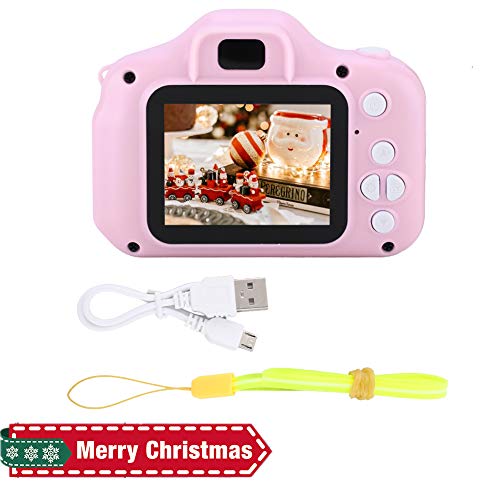 Exliy Mini cámara Digital con Pantalla de 2 Pulgadas, cámara HD para niños, Lente de 2448 megapíxeles y 8MP, cámara de Video HD con Zoom Digital de 4X, Marcos compatibles, Tarjeta TF de 32GB(Rosado)
