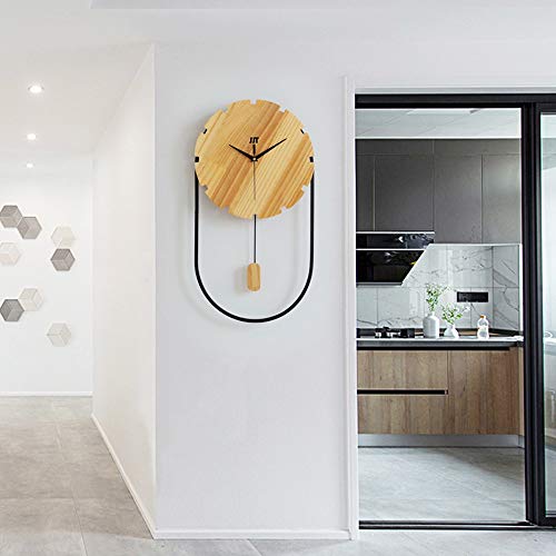 FAGavin Reloj de pared de madera maciza, reloj de pared de metal, reloj de pared de cuarzo silencioso, reloj de pared creativo para sala de estar (29 cm de ancho, 53 cm de alto) FAGavin Reloj de pared de madera maciza, reloj de pared de metal, reloj de pared de cuarzo silencioso, reloj de pared creativo para sala de estar (29 cm de ancho, 53 cm de alto)