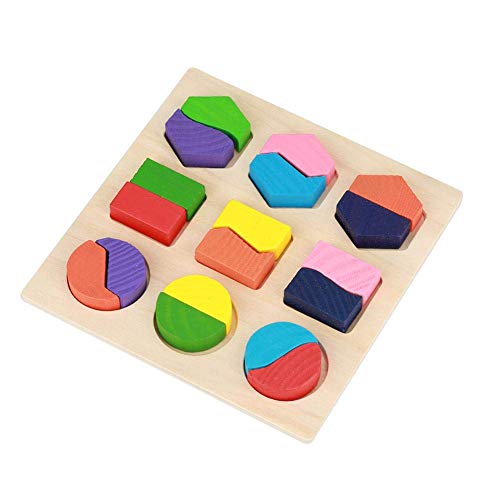 Fdit Socialme-EU Juguete Geométrico Educativo Infantil de Madera Puzzle Juguetes Bloques de Construcción Geométrico Edificio Juguete de Conocer Figuras Colores Primera Infancia para Niños y Bebé(# 2)