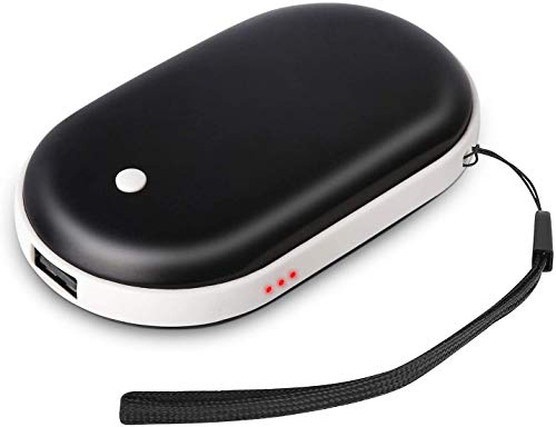 Fengshang - Calentador de manos recargable USB de 5200 mAh, eléctrico, de bolsillo, portátil, batería externa, para iPhone, Samsung, iPad, Negro , 5200mAh