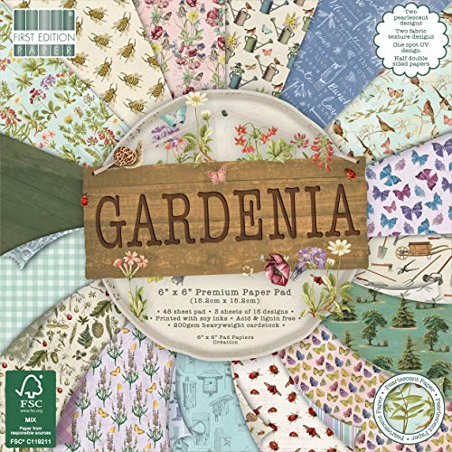 First Edition Premium Paper Pad 6"x6" Sheets (FSC) Gardenia-Bloc de papel (48 hojas, 15,2 x 15,2 cm), multicolor, Talla Única