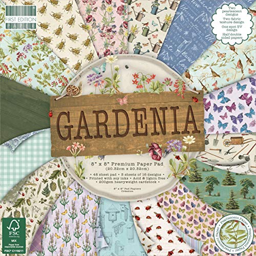 First Edition Premium Paper Pad 8"x8" Sheets (FSC) Gardenia-Bloc de papel (48 hojas, 20,3 x 20,3 cm), multicolor, Talla Única