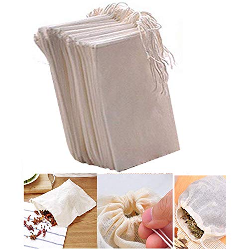 Fomccu - 10 bolsas de muselina de algodón con cordón reutilizables para jabón o té de hierbas, 8 cm x 10 cm