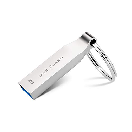 Foraer Memoria USB 2TB USB 3.0 Impermeable Pendrive Metal Mini USB Flash Drive Alta Velocidad Memory Stick con Llavero Almacenamiento de Datos para Almacenamiento y Respaldo Plata