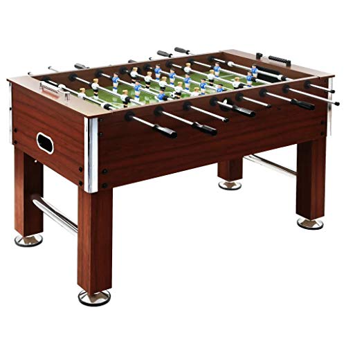 Futbolín profesional, mesa futbolín de acero, con asas antideslizantes, patas regulables en altura, para niños a partir de 6 años, 60 kg, 140 x 74,5 x 87,5 cm, marrón Futbolín profesional, mesa futbolín de acero, con asas antideslizantes, patas regulables en altura, para niños a partir de 6 años, 60 kg, 140 x 74,5 x 87,5 cm, marrón