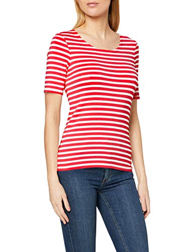 GANT Striped 1x1 Rib SS T-Shirt Camiseta, Rojo (Bright Red 620), X-Small para Mujer