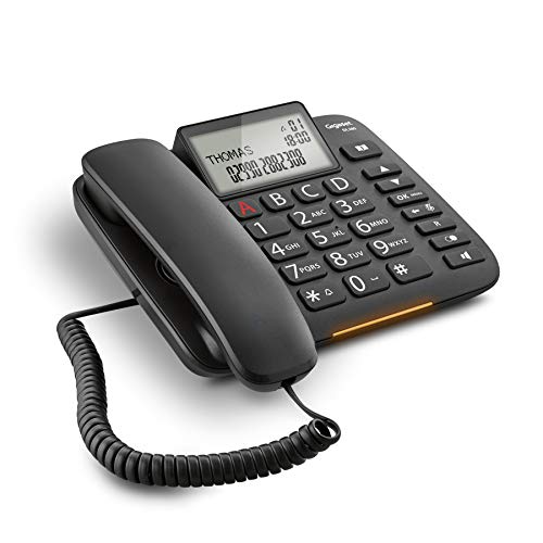 Gigaset DL380 - Teléfono Fijo, Gran Pantalla, Teclas ergonómicas, visualización de Llamada Mediante LED, Color Negro