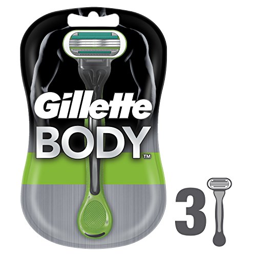 Gillette Body Maquinilla de Afeitar Corporales Desechables Hombre, Paquete de 3 Cuchillas de Afeitar