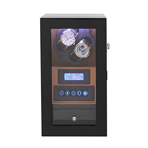GLXLSBZ Devanadera automática de Madera, Pantalla táctil con luz LED, Caja de visualización, Caja de Reloj, 8 Modos de rotación (Color: A)