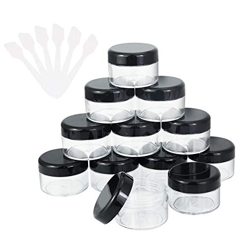 GOLRISEN Envases para Cosmética, 12 unids Botes Pequeños de Plastico con Cierre de Rosca y 6 unids Mini Espátulas, Botecitos de Viaje Transparentes de 15 ml, para Muestras de Maquillaje y Cosméticos GOLRISEN Envases para Cosmética, 12 unids Botes Pequeños de Plastico con Cierre de Rosca y 6 unids Mini Espátulas, Botecitos de Viaje Transparentes de 15 ml, para Muestras de Maquillaje y Cosméticos