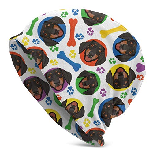 Gorro, Cara de Perro Salchicha juguetón, Gorro de Punto para Adultos, Gorro de Calavera Suave y Holgado, Gorro con puños cálidos para Hombres y Mujeres Gorro, Cara de Perro Salchicha juguetón, Gorro de Punto para Adultos, Gorro de Calavera Suave y Holgado, Gorro con puños cálidos para Hombres y Mujeres