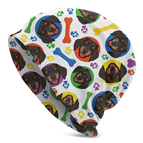 Gorro, Cara de Perro Salchicha juguetón, Gorro de Punto para Adultos, Gorro de Calavera Suave y Holgado, Gorro con puños cálidos para Hombres y Mujeres