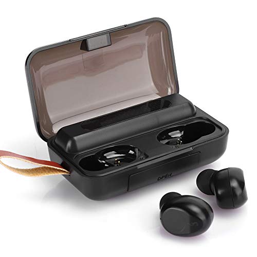 Goshyda Auriculares inalámbricos Bluetooth con Caja de Carga, Bluetooth 5.0 Batería de Litio de 2000 mAh Auricular de Menor Consumo de energía para Deportes(Negro)