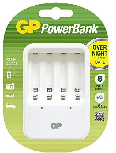 GP Batteries PowerBank GPKB01GS - Cargador (AA,AAA, Blanco, Cargador de baterías para Interior)