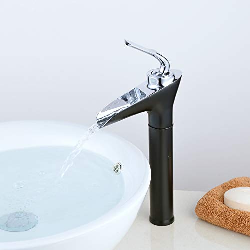 Grifo moderno de baño alto con una sola palanca para bañera, grifos de latón con 1 orificio, acabado negro y cromado, LK79989BCH