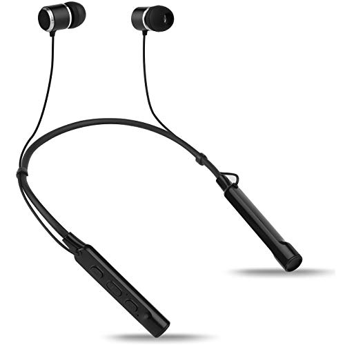 Groov-e Connect - Auriculares inalámbricos Bluetooth con Banda para el Cuello, 8 – 10 Horas de reproducción, Auriculares magnéticos, Bajos Ricos para Gimnasio/Deportes, Color Negro