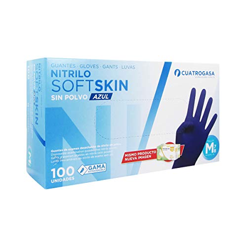 Guantes de nitrilo sin polvo desechable soft skin Talla M 7-8 caja de 100u (1)