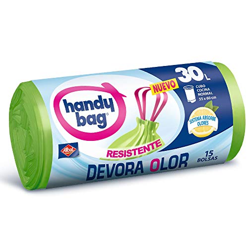 Handy Bag Bolsas de Basura 30L, Extra Resistentes, Elimina Olores, 15 Bolsas