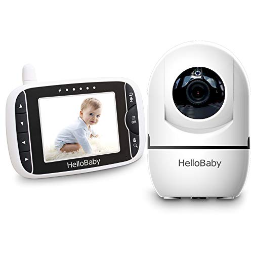 HelloBaby Video Baby Monitor con Cámara Remota Pan-Tilt-Zoom Pantalla LCD a Color de 3,2 Pulgadas Monitor Infrarrojo de Visión Nocturna Monitoreo de dos Vías HB65 (Blanco/negro)