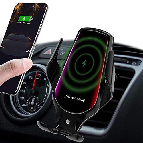 Hinyx Cargador de Coche inalámbrico, 10 Wcarga rápida, con autosujeción por Infrarrojos, Compatible con iPhone SE/11/11Pro/XS Max/XS/XR/X/8/8P,Samsung S20/S10/S8/Note10/Note9,LG