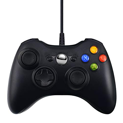 HLKJ Controlador De Juegos, Conexión De Cable USB Gaming Joystick para Xbox 360 Mejora Ergonómico Diseño del Controlador para El Ordenador Portátil Video Juegos,Negro