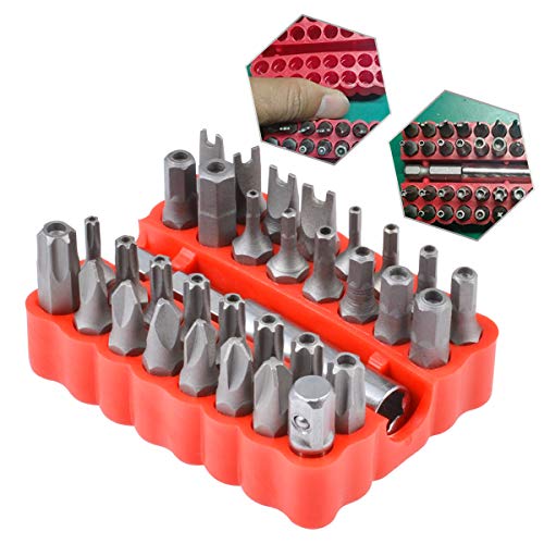 HOHXEN Juego de tornillos de seguridad a prueba de manipulaciones con soporte magnético para puntas de extensión de 33 piezas