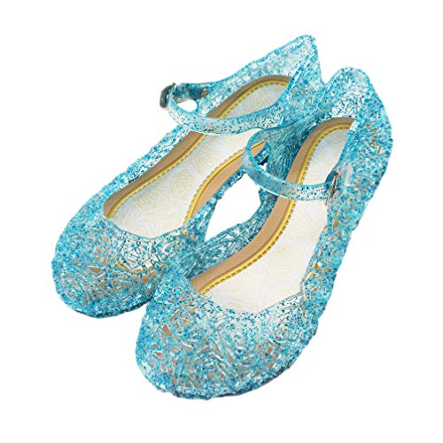 Holibanna Jelly - Zapatos de princesa para niña, sandalias de niño, cute Kids Mary Jane con cuña con purpurina para Cosplay Dance Party 15,5 cm Azul Size: 26 EU