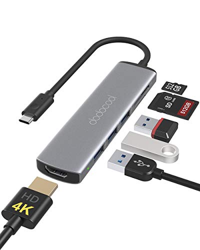 Hub USB C, dodocool 7 en 1 Adaptador USB C con HDMI 4K, 3 Puertos USB 3.0, Lector Tarjeta SD TF USB C Hub para MacBook Pro, MacBook Air, Chromebook, XPS y Otros Dispositivos (Thunderbolt 3)