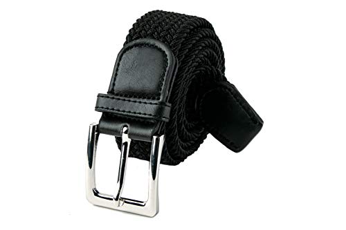 HW 1 - Cinturón elástico, color negro, longitud total de 120 cm y 3,5 cm de ancho, elástico, trenzado y elástico