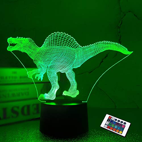 Ilusión nocturna 3D, lámpara de escritorio LED, dinosaurio nocturno, 16 colores, carga USB, decoración de dormitorio para niños, Navidad, Halloween, cumpleaños