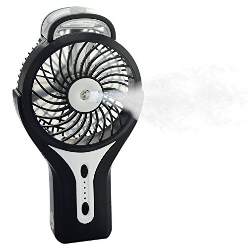 INTSUN Mini Ventilador de Mano con Agua, USB Ventilador Portátil/Recargable con spray de refrigeración,humidificador de vapor Silencioso &Personal (5 colores, 5 in, 2200mA )