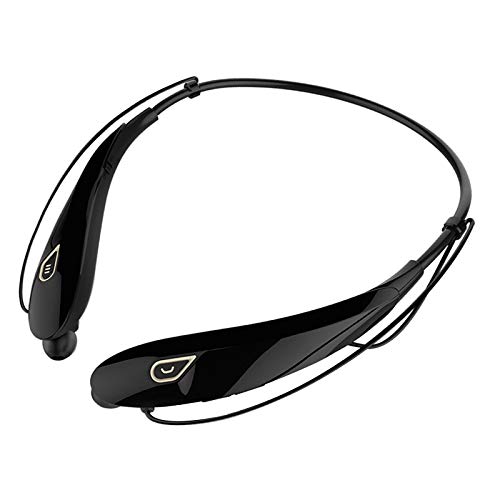 IPOTCH Y98 Cuello Bluetooth Auriculares magnético inalámbrico V5.0 Auriculares con micrófono Handsfree Impermeable HD HiFi 20Hrs Tiempo de Trabajo Talktime - Oro Negro