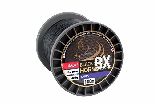 Jaxon Black Horse Catfish - Sedal trenzado (bobina de 1000 m, 0,40 mm, capacidad de carga de 50 kg)