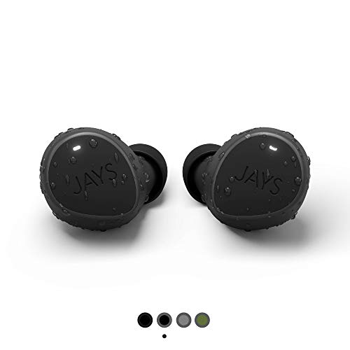 JAYS Auriculares Bluetooth inalámbricos - m-Seven - Negro/Gris - Earpods 38h de duración & con microfono
