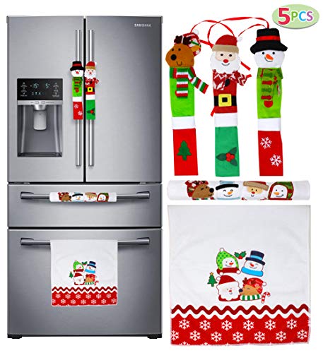 JOYIN 5 piezas de Navidad Cocina Appliance Asa Cubiertas para Cocina Refrigerador Microondas Horno Lavavajillas Decoración, Navidad Interior Decoración, Suministros de fiesta