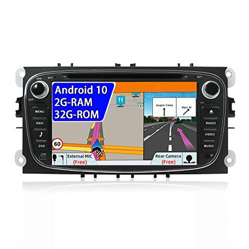 JOYX Android 10 Autoradio compatible para Ford Focus/Mondeo/S-Max/C-Ma/Galaxy Navegacion - 2Din - 2G+32G - LIBRE Cámara trasera Canbus - Apoyo Bluetooth5.0 WLAN Split Screen DAB Carplay -7 pulgadas