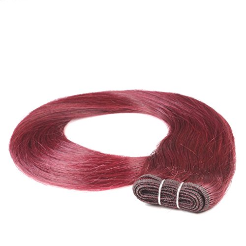 Just Beautiful Hair – Mechones de Cabello Auténtico Remy Indio, 45cm - #99j borgoña, 1 pieza por paquete