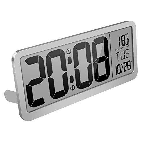 Kingknow Calendario Digital Reloj de día Reloj de Pared Digital con Hora y Fecha Grandes y claras Día de la Semana y Pantalla de Temperatura Alimentado por batería