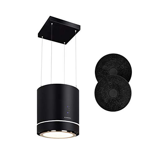 Klarstein Tron Ambience - Campana extractora, Extractor de humos tipo isla, Ø 38cm, Potencia de 165 W, Ventilación máxima de 540m³/h, 3 niveles de potencia, Iluminación LED, Acero, Grafito Klarstein Tron Ambience - Campana extractora, Extractor de humos tipo isla, Ø 38cm, Potencia de 165 W, Ventilación máxima de 540m³/h, 3 niveles de potencia, Iluminación LED, Acero, Grafito