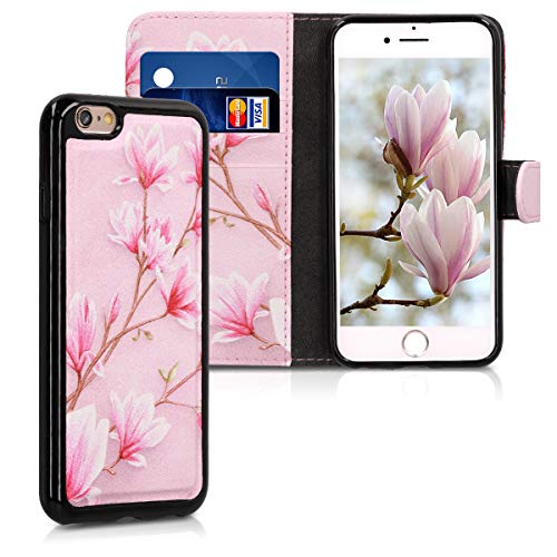 kwmobile Funda Compatible con Apple iPhone 6 / 6S - Carcasa de Cuero sintético y Cover extraíble Magnolias