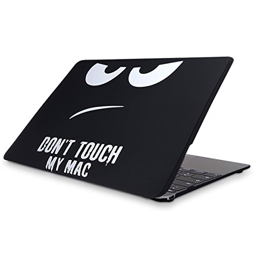 kwmobile Funda Dura Compatible con Apple MacBook 12" (a Partir de 2015) - Don't Touch my Mac Blanco/Negro - Funda de Goma