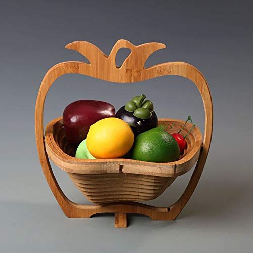 KWOPA Cesta De Frutas De Bambú,Doblado Tazón Portátil De Cesta De Frutas con Mango,Moda Creativa Snack Storage Fruit Bowl para El Comedor,Encimera De Cocina-Piña 24x21x27cm(9x8x11inch)