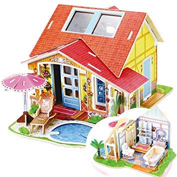 La Vida en Led DIY Puzzle 3D Casita con Piscina y baño