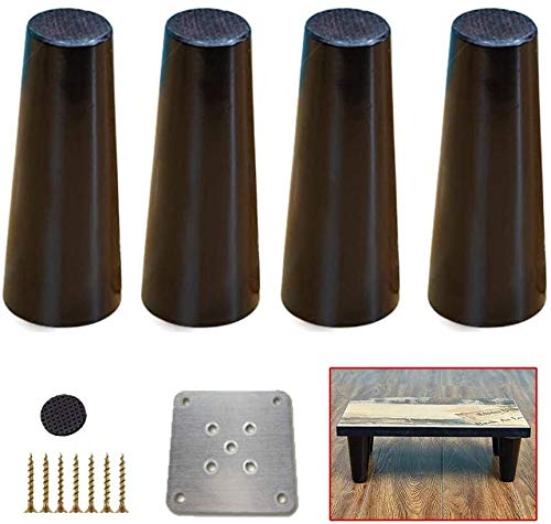 Leileixiao 4pcs Piernas Muebles de Madera Maciza, Negro Sofá piernas, Patas de la Mesa pies de Apoyo, for la Mesa de café Buffets de Cama Aparadores Armario Dresser (Color : A, Size : 40cm)